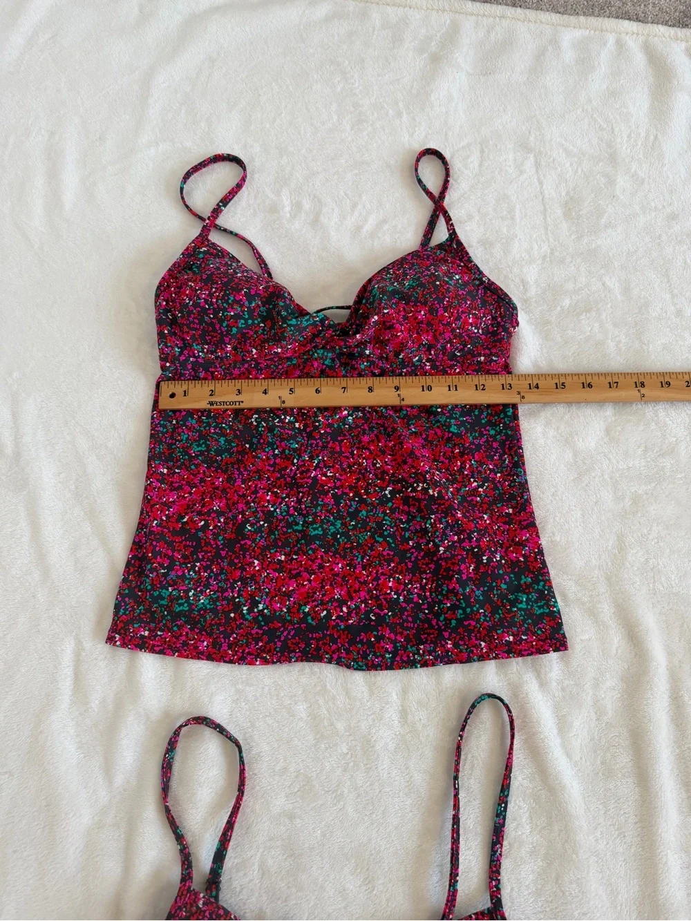 Athleta Size Medium Magenta Multi-Color Confetti Tankini & Bikini Set